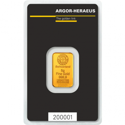 Sztabka złota 5 gram C.HAFNER | VALCAMBI | ARGOR HERAEUS - dostawa do 15 dni